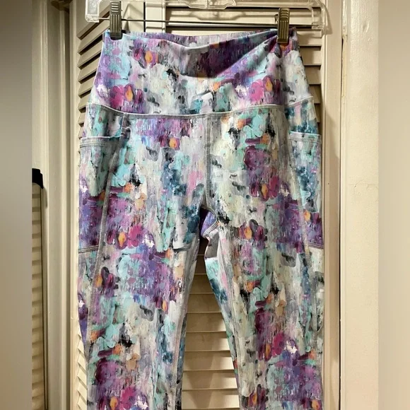 RBX Brush Stroke Paint Splatter Print Watercolor Colorful Leggings Sz S P SP - Picture 6 of 16